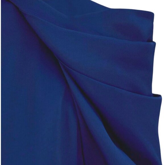 Zara Satin Effect Pleated Puff Shoulder Glossy  Blouse | XS | Royal Blue/Purple - Picture 9 of 16